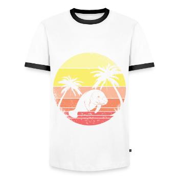 Larmas et les palmiers - T-shirt contrasté Homme - blanc/noir - Devant - AI Model Female 172 light (172cm) & AI Model Male 178 dark (178cm)