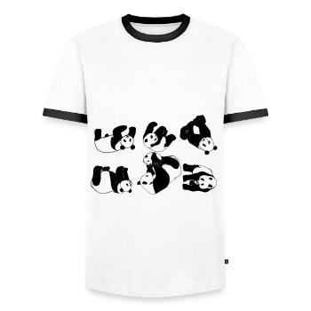 Panda Gift - Men's Ringer Shirt - white/black - Front - AI Model Female 172 light (172cm) & AI Model Male 178 dark (178cm)