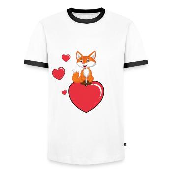 Renard bébé - T-shirt contrasté Homme - blanc/noir - Devant - AI Model Female 172 light (172cm) & AI Model Male 178 dark (178cm)