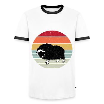 musk ox - Men's Ringer Shirt - white/black - Front - AI Model Female 172 light (172cm) & AI Model Male 178 dark (178cm)