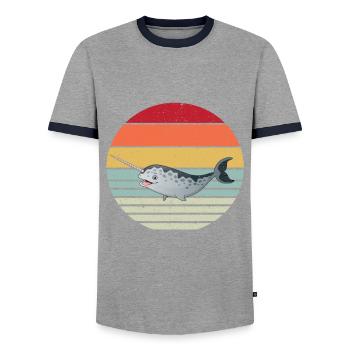 Narwal - Männer Kontrast-T-Shirt - Grau/Navy  - Vorne - AI Model Female 172 light (172cm) & AI Model Male 178 light (178cm)