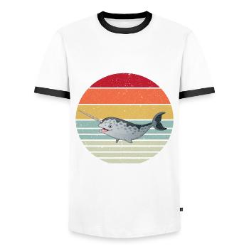 Narval - T-shirt contrasté Homme - blanc/noir - Devant - AI Model Female 172 light (172cm) & AI Model Male 178 dark (178cm)