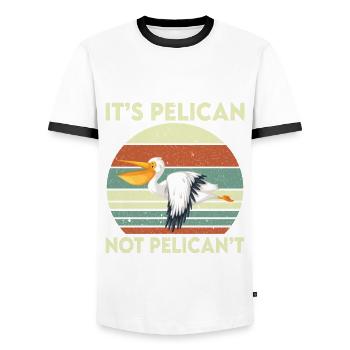 Pelikan Saying - Men's Ringer Shirt - white/black - Front - AI Model Female 172 light (172cm) & AI Model Male 178 dark (178cm)