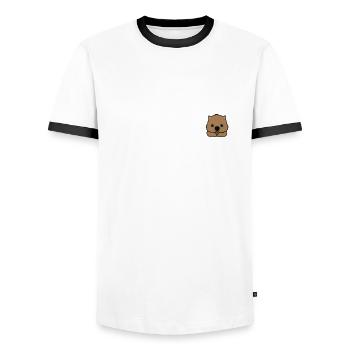 Wombat Baby Brusttasche - Männer Kontrast-T-Shirt - Weiß/Schwarz - Vorne - AI Model Female 172 light (172cm) & AI Model Male 178 dark (178cm)