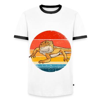 Bartagame - Männer Kontrast-T-Shirt - Weiß/Schwarz - Vorne - AI Model Female 172 light (172cm) & AI Model Male 178 dark (178cm)