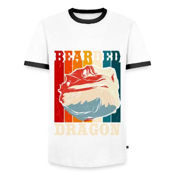 Bartagame - Männer Kontrast-T-Shirt - Weiß/Schwarz - Vorne - AI Model Female 172 light (172cm) & AI Model Male 178 dark (178cm)