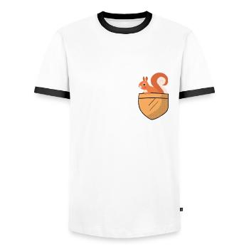 Écureuil poche thoracique - T-shirt contrasté Homme - blanc/noir - Devant - AI Model Female 172 light (172cm) & AI Model Male 178 dark (178cm)