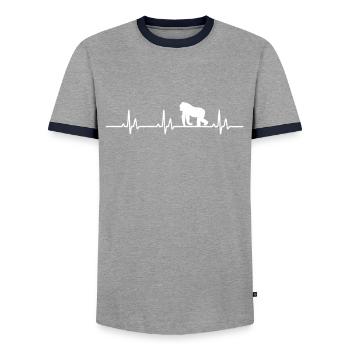 Silhouette de gorille - T-shirt contrasté Homme - gris/marine  - Devant - AI Model Female 172 light (172cm) & AI Model Male 178 light (178cm)