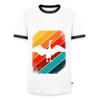 Kormoran Retro Silhouette - Männer Kontrast-T-Shirt - Weiß/Schwarz - Vorne - AI Model Female 172 light (172cm) & AI Model Male 178 dark (178cm)