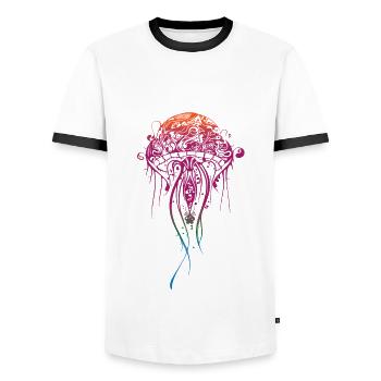 Méduse cadeau de feu - T-shirt contrasté Homme - blanc/noir - Devant - AI Model Female 172 light (172cm) & AI Model Male 178 dark (178cm)