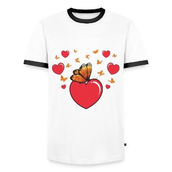 Cœur de papillon - T-shirt contrasté Homme - blanc/noir - Devant - AI Model Female 172 light (172cm) & AI Model Male 178 dark (178cm)