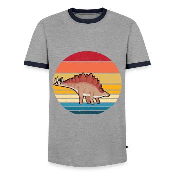 Stegosaurus - Männer Kontrast-T-Shirt - Grau/Navy  - Vorne - AI Model Female 172 light (172cm) & AI Model Male 178 light (178cm)