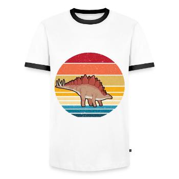 Stegosaurus - Men's Ringer Shirt - white/black - Front - AI Model Female 172 light (172cm) & AI Model Male 178 dark (178cm)