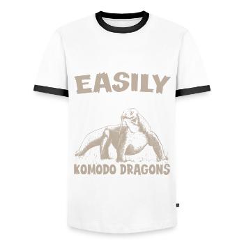 Komodowaran Echsenliebhaber - Männer Kontrast-T-Shirt - Weiß/Schwarz - Vorne - AI Model Female 172 light (172cm) & AI Model Male 178 dark (178cm)