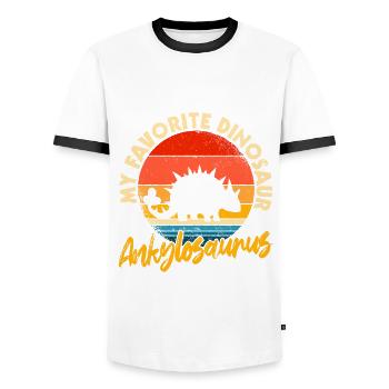 Favorite Dino Ankylosaurus - Men's Ringer Shirt - white/black - Front - AI Model Female 172 light (172cm) & AI Model Male 178 dark (178cm)