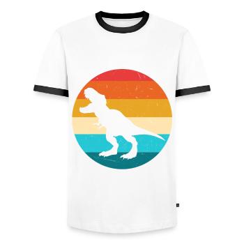 T-Rex - Men's Ringer Shirt - white/black - Front - AI Model Female 172 light (172cm) & AI Model Male 178 dark (178cm)