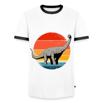 Diplodocus Dinosaur - Men's Ringer Shirt - white/black - Front - AI Model Female 172 light (172cm) & AI Model Male 178 dark (178cm)