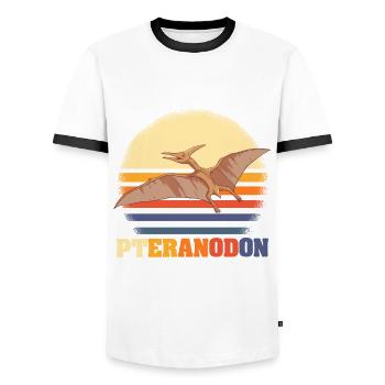 Pteranodon Retro Dinosaurier - Männer Kontrast-T-Shirt - Weiß/Schwarz - Vorne - AI Model Female 172 light (172cm) & AI Model Male 178 dark (178cm)