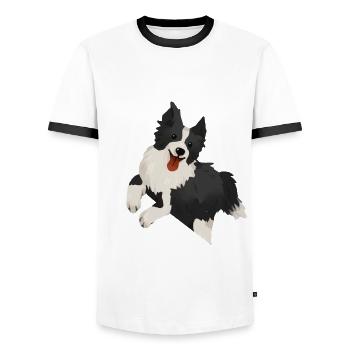 Border Collie - Männer Kontrast-T-Shirt - Weiß/Schwarz - Vorne - AI Model Female 172 light (172cm) & AI Model Male 178 dark (178cm)