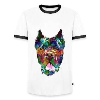 Cane Corso - T-shirt contrasté Homme - blanc/noir - Devant - AI Model Female 172 light (172cm) & AI Model Male 178 dark (178cm)