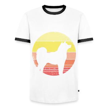 Shiba Inu - Men's Ringer Shirt - white/black - Front - AI Model Female 172 light (172cm) & AI Model Male 178 dark (178cm)