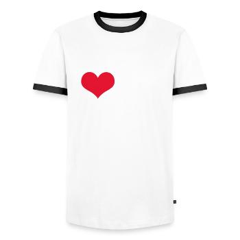 Teckel Amour - T-shirt contrasté Homme - blanc/noir - Devant - AI Model Female 172 light (172cm) & AI Model Male 178 dark (178cm)