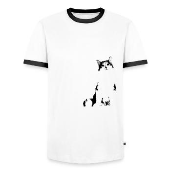 Norwegische Waldkatzen Lady - Männer Kontrast-T-Shirt - Weiß/Schwarz - Vorne - AI Model Female 172 light (172cm) & AI Model Male 178 dark (178cm)