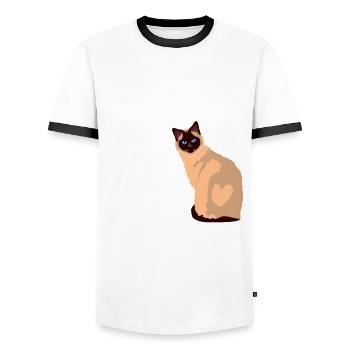 Ragdoll Cats Lady - Men's Ringer Shirt - white/black - Front - AI Model Female 172 light (172cm) & AI Model Male 178 dark (178cm)