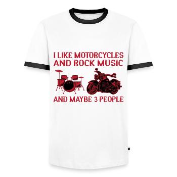 I Love Motorcycles And Rock Music - Men's Ringer Shirt - white/black - Front - AI Model Female 172 light (172cm) & AI Model Male 178 dark (178cm)