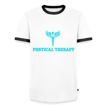 Physiothérapie Rythme cardiaque - T-shirt contrasté Homme - blanc/noir - Devant - AI Model Female 172 light (172cm) & AI Model Male 178 dark (178cm)