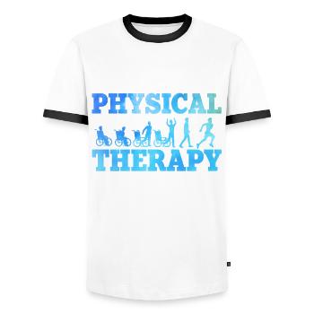 Physiotherapie - Männer Kontrast-T-Shirt - Weiß/Schwarz - Vorne - AI Model Female 172 light (172cm) & AI Model Male 178 dark (178cm)