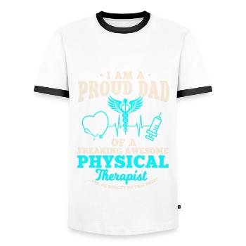 Papa d’un kiné - T-shirt contrasté Homme - blanc/noir - Devant - AI Model Female 172 light (172cm) & AI Model Male 178 dark (178cm)