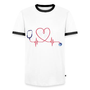 Paediatric nurse - Men's Ringer Shirt - white/black - Front - AI Model Female 172 light (172cm) & AI Model Male 178 dark (178cm)