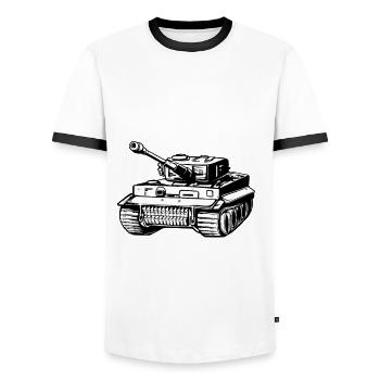 Tank Army Gift - Men's Ringer Shirt - white/black - Front - AI Model Female 172 light (172cm) & AI Model Male 178 dark (178cm)