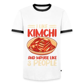 Funny Kimchi Lover Shirt - Men's Ringer Shirt - white/black - Front - AI Model Female 172 light (172cm) & AI Model Male 178 dark (178cm)