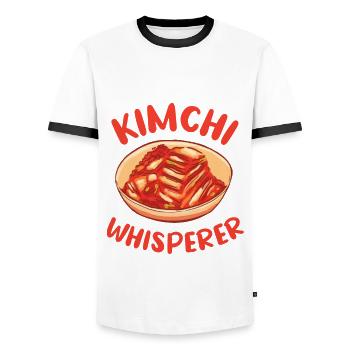 Kimchi Whisperer Gift - Men's Ringer Shirt - white/black - Front - AI Model Female 172 light (172cm) & AI Model Male 178 dark (178cm)