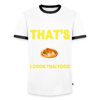Thai Food - T-shirt contrasté Homme - blanc/noir - Devant - AI Model Female 172 light (172cm) & AI Model Male 178 dark (178cm)