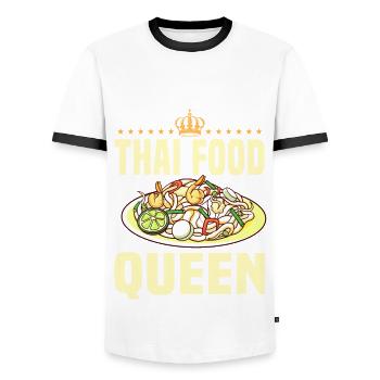 Thai Food Reine - T-shirt contrasté Homme - blanc/noir - Devant - AI Model Female 172 light (172cm) & AI Model Male 178 dark (178cm)