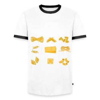 Pasta Whisperer Gift - Men's Ringer Shirt - white/black - Front - AI Model Female 172 light (172cm) & AI Model Male 178 dark (178cm)