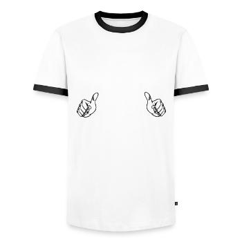 Potato Love Gift - Men's Ringer Shirt - white/black - Front - AI Model Female 172 light (172cm) & AI Model Male 178 dark (178cm)