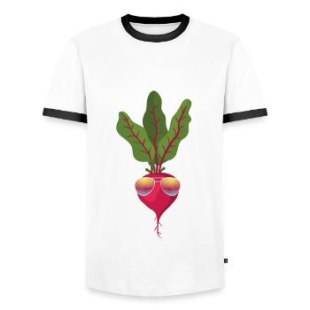Turnip with sunglasses - Men's Ringer Shirt - white/black - Front - AI Model Female 172 light (172cm) & AI Model Male 178 dark (178cm)