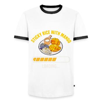 Sticky porridge with mango gift - Men's Ringer Shirt - white/black - Front - AI Model Female 172 light (172cm) & AI Model Male 178 dark (178cm)