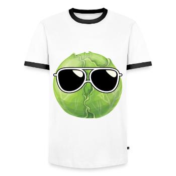 Choux de Bruxelles Avec lunettes de soleil - T-shirt contrasté Homme - blanc/noir - Devant - AI Model Female 172 light (172cm) & AI Model Male 178 dark (178cm)