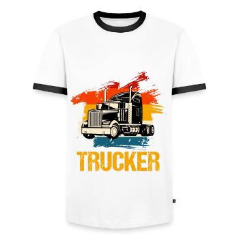 Trucker - Männer Kontrast-T-Shirt - Weiß/Schwarz - Vorne - AI Model Female 172 light (172cm) & AI Model Male 178 dark (178cm)