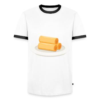 Spring Rolls Whisperer - Men's Ringer Shirt - white/black - Front - AI Model Female 172 light (172cm) & AI Model Male 178 dark (178cm)