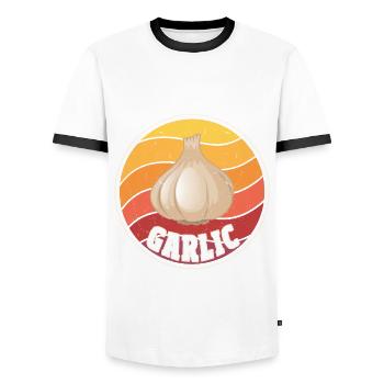 Knoblauch - Männer Kontrast-T-Shirt - Weiß/Schwarz - Vorne - AI Model Female 172 light (172cm) & AI Model Male 178 dark (178cm)