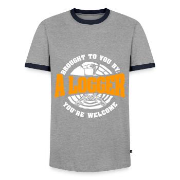 Holzfäller Spruch - Männer Kontrast-T-Shirt - Grau/Navy  - Vorne - AI Model Female 172 light (172cm) & AI Model Male 178 light (178cm)
