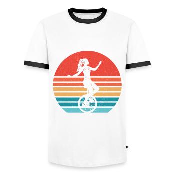 Einrad - Männer Kontrast-T-Shirt - Weiß/Schwarz - Vorne - AI Model Female 172 light (172cm) & AI Model Male 178 dark (178cm)