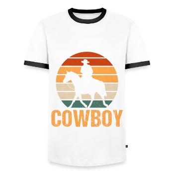 Cowboy - Männer Kontrast-T-Shirt - Weiß/Schwarz - Vorne - AI Model Female 172 light (172cm) & AI Model Male 178 dark (178cm)
