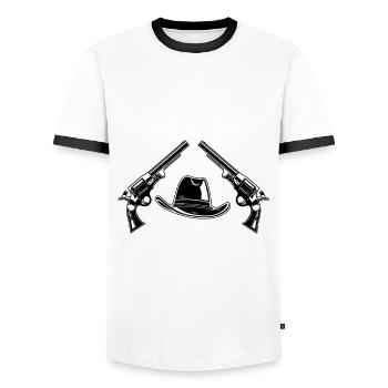 Wild Wild West - Männer Kontrast-T-Shirt - Weiß/Schwarz - Vorne - AI Model Female 172 light (172cm) & AI Model Male 178 dark (178cm)